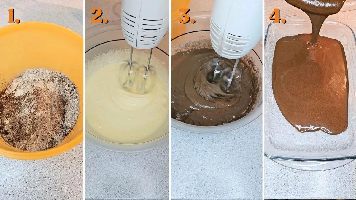 making of cake for chocolate mousse cake