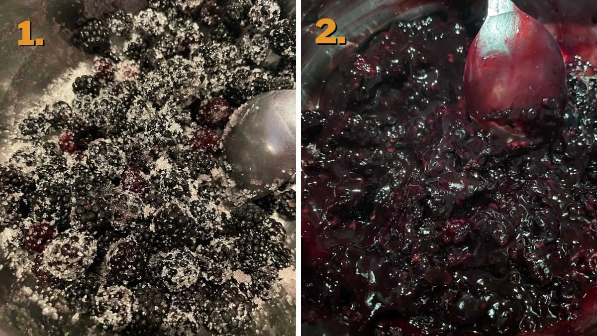 making the blackberry filling