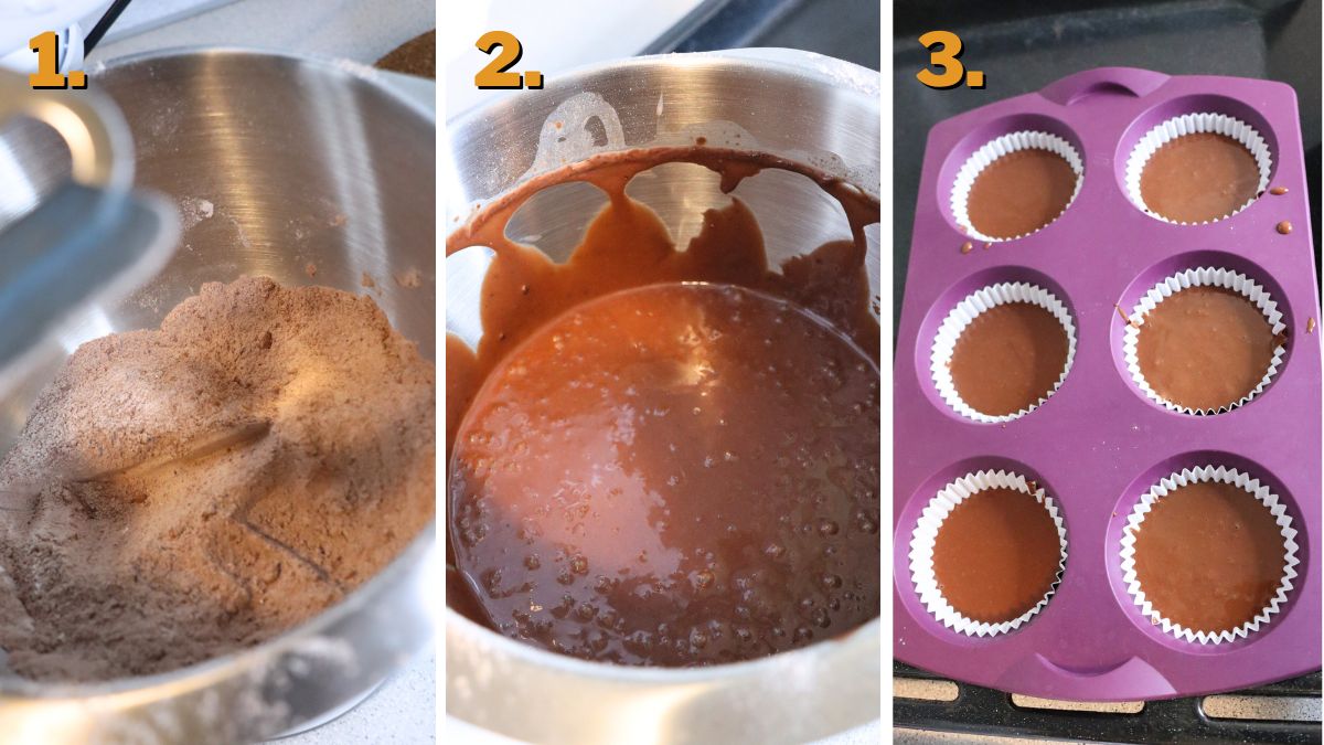 making the chocolate muffins