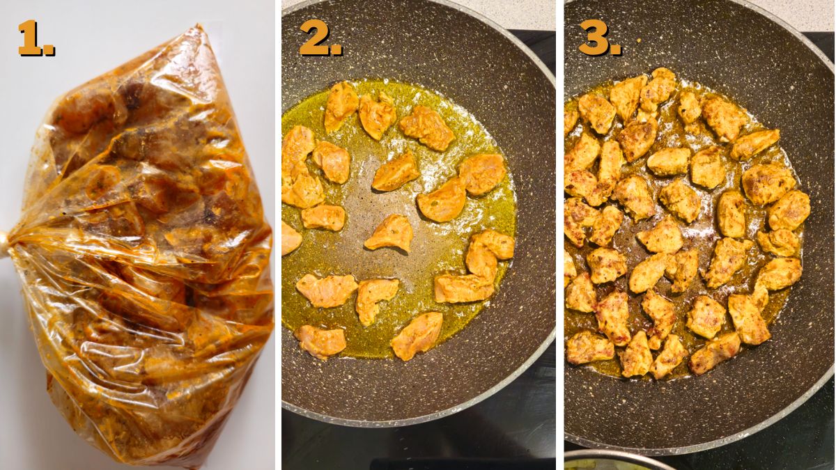 marinating and frying the cuban chicken