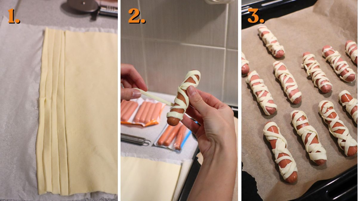 how to make hot dog mummies