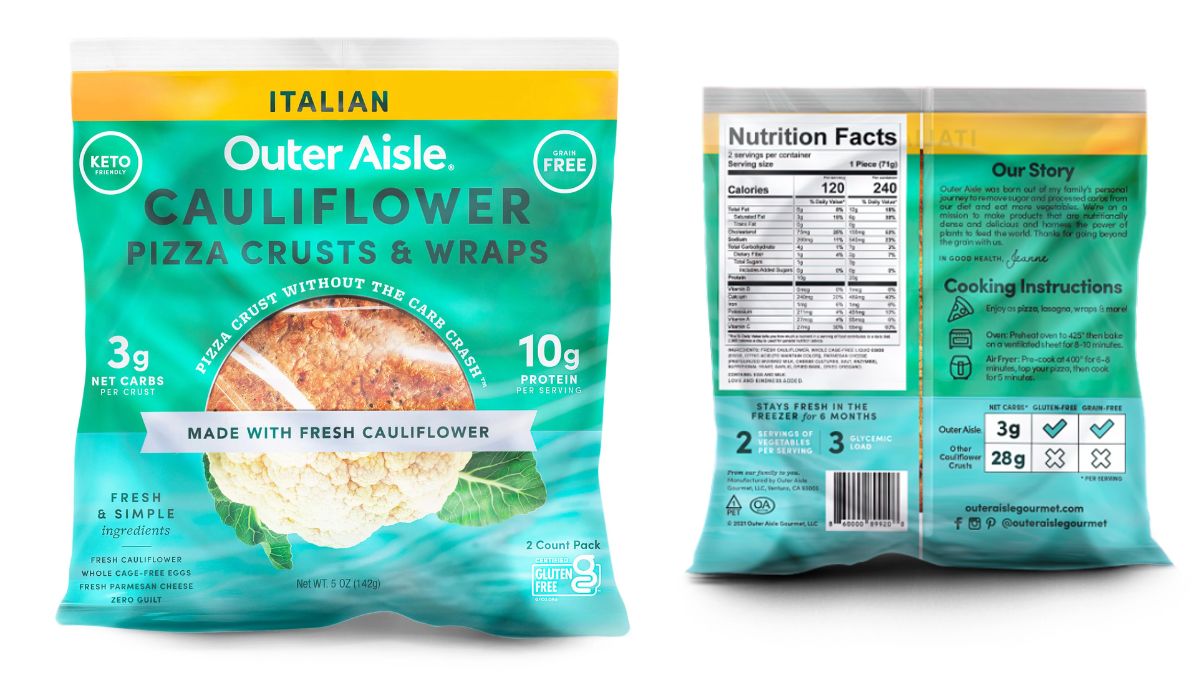 outer aisle cauiflower pizza crusts and wraps