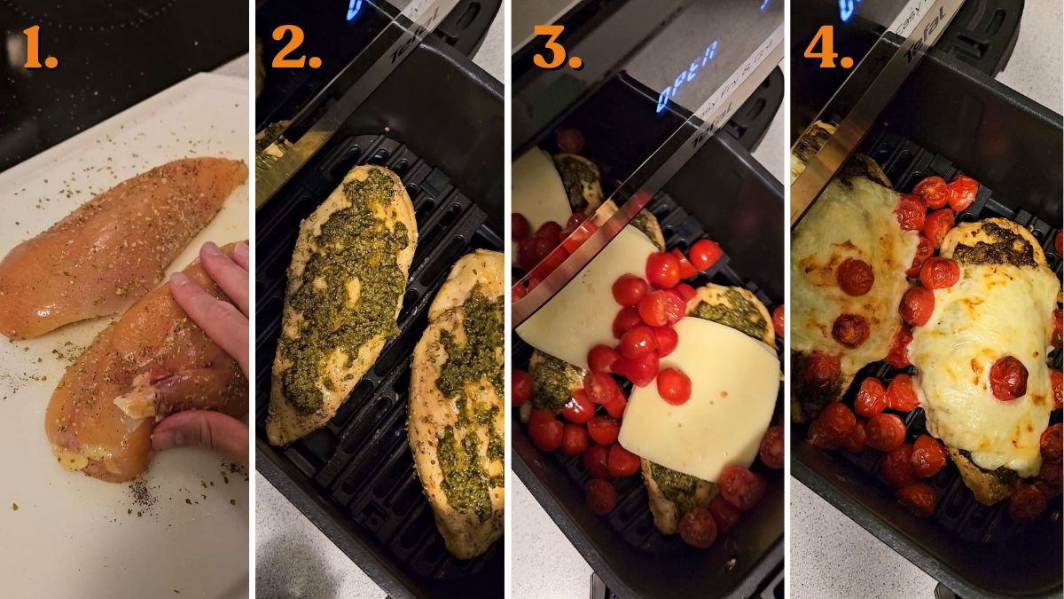preparing Air Fryer Chicken Caprese