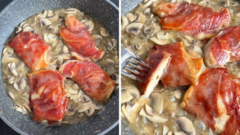 Prosciutto-Wrapped Chicken Breasts in Mushrooms Sauce Recipe