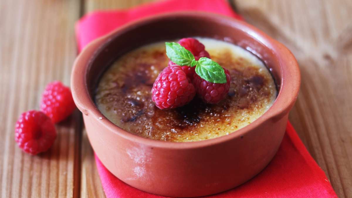 raspberry on Crème Brulée
