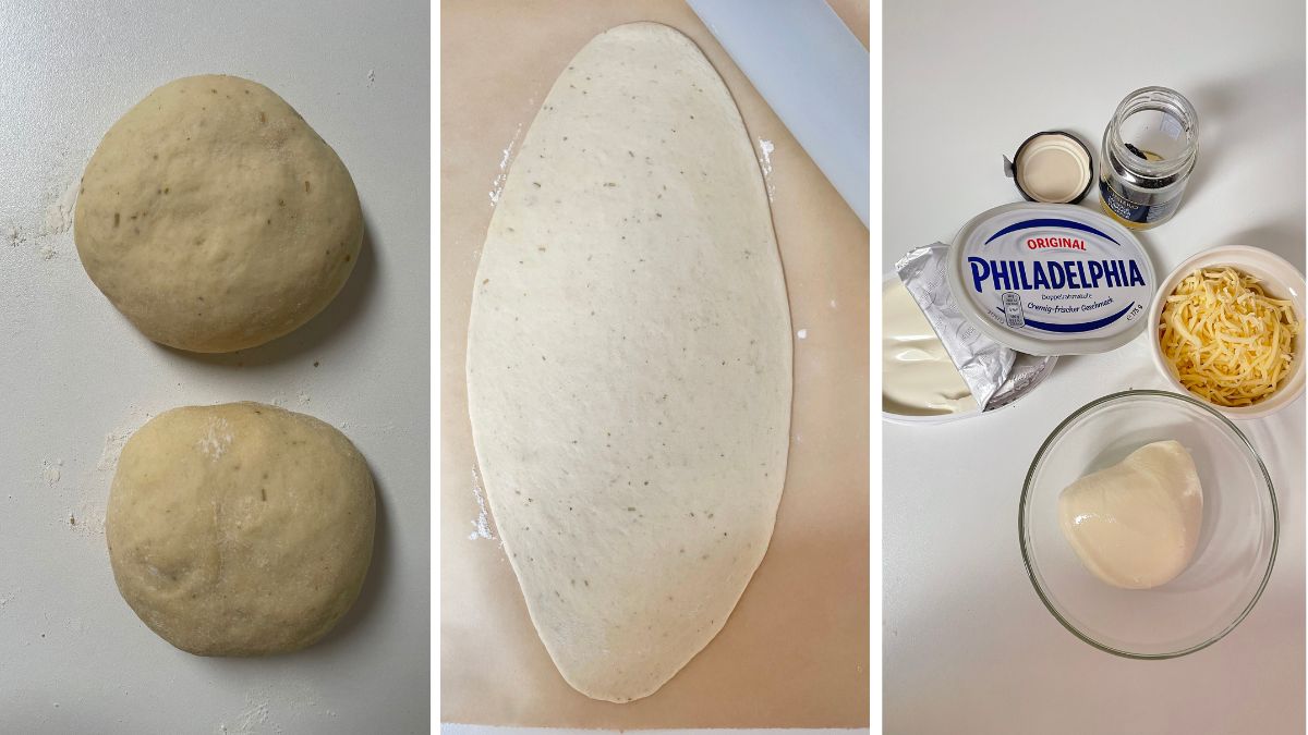 rolling out the dough for pide