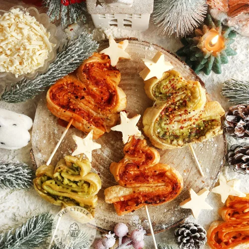 savoury puff pastry pizza trees