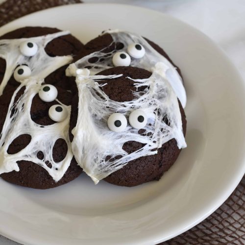 spiderweb halloween cookies marshmallow chocolate
