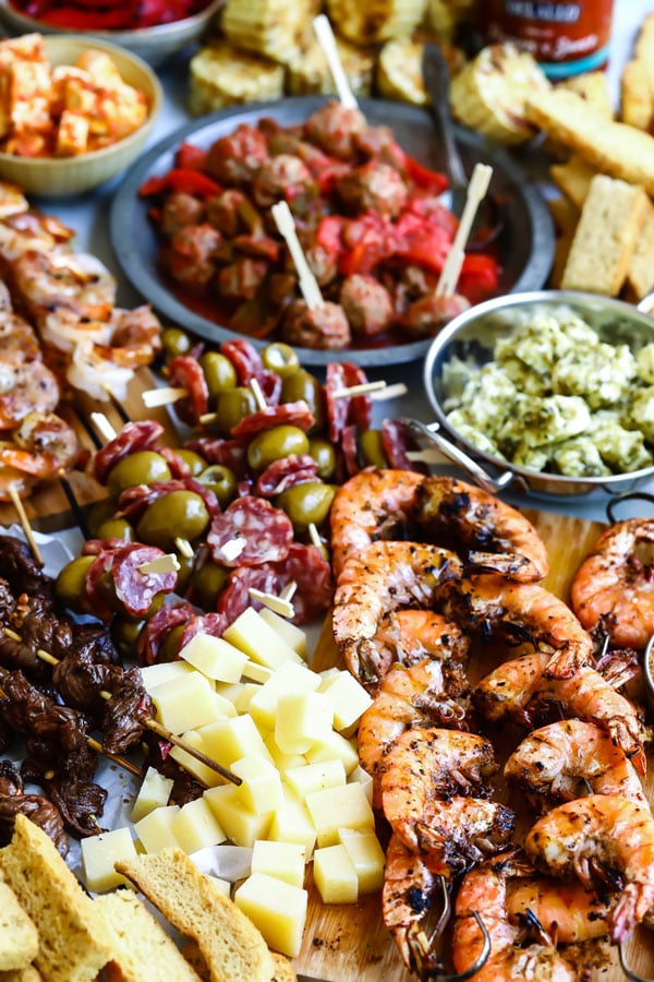 summer bbq charcuterie and spicy skewers